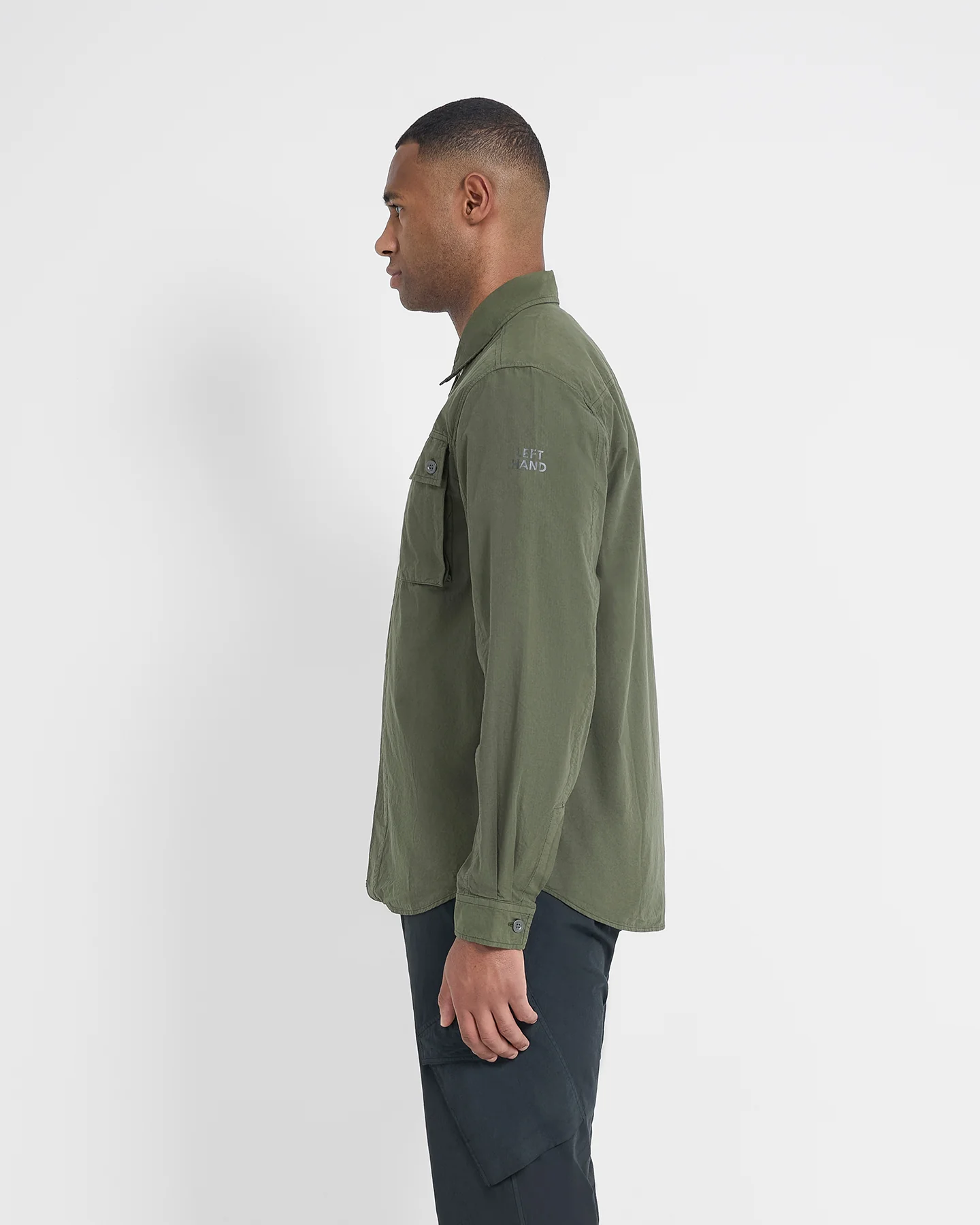 Left Hand Button Pocket Shirt Olive - Image 4