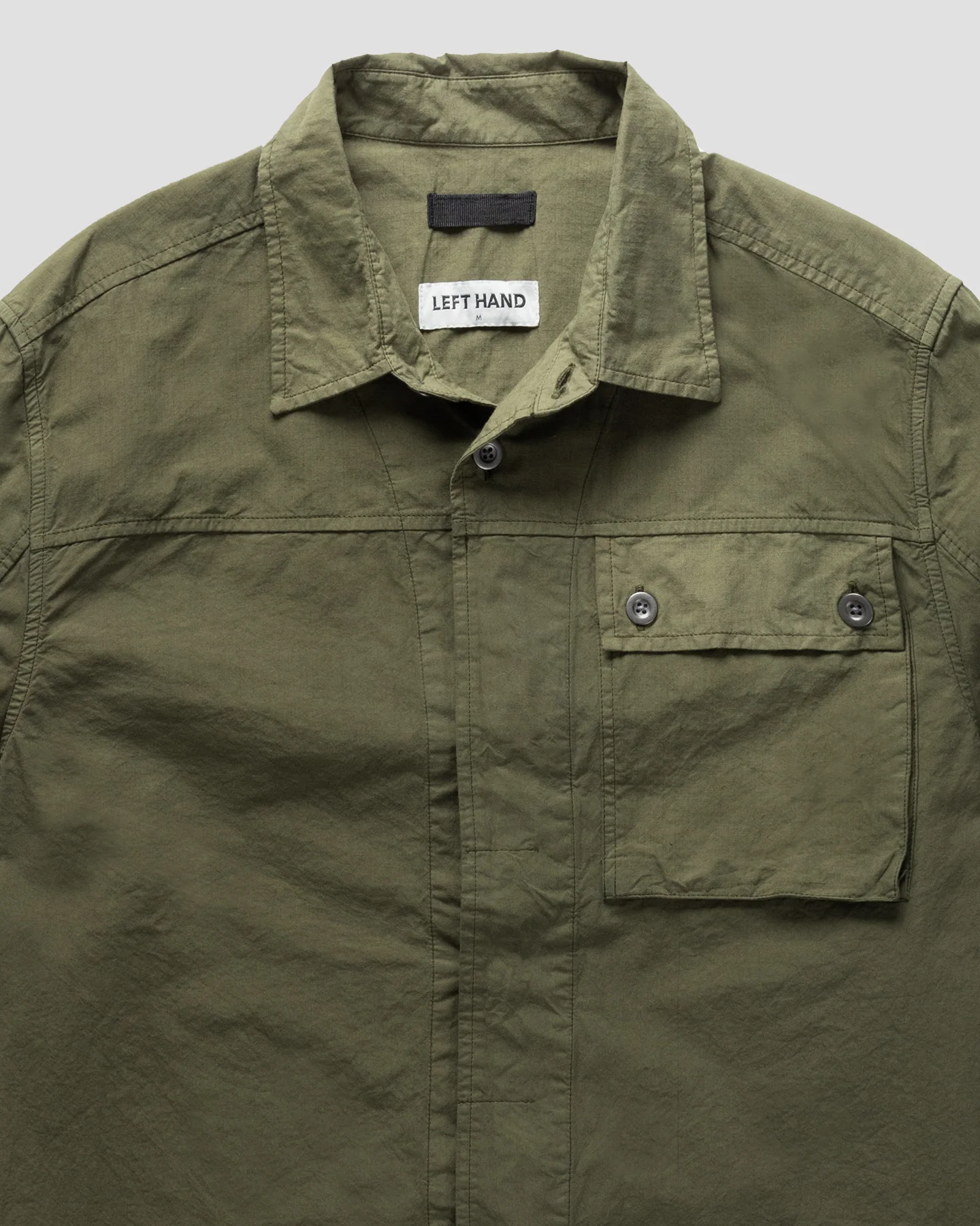 Left Hand Button Pocket Shirt Olive - Image 7