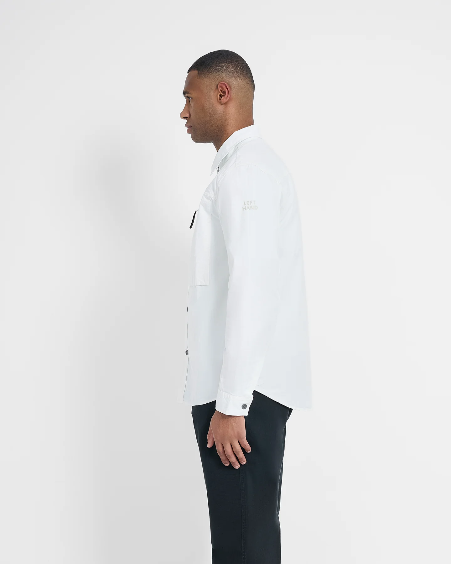 Left Hand Zip Pocket Shirt Off White - Image 4