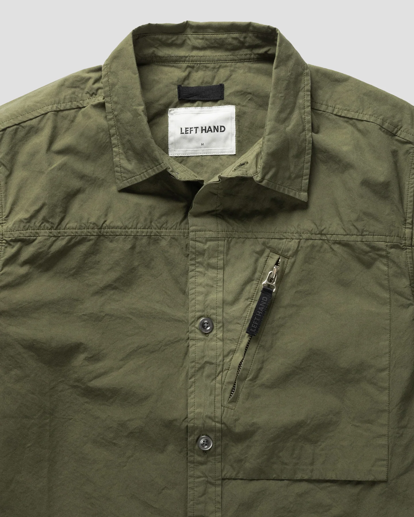 Left Hand Zip Pocket Shirt Olive - Image 6